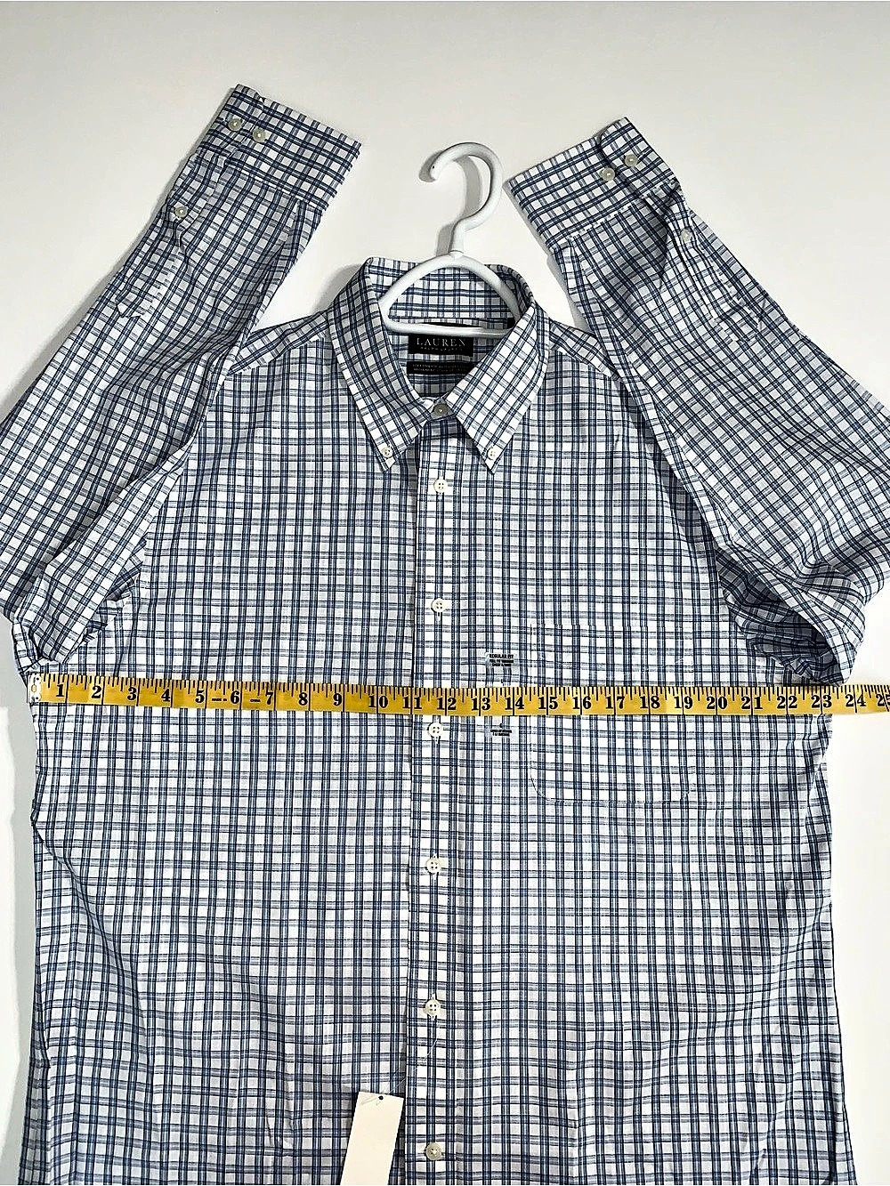 Lauren Ralph Lauren Plaid Button Down in Blue & White Size L NWT - Picture 7 of 10